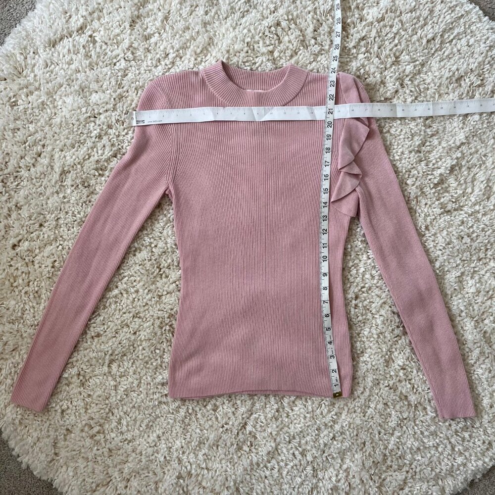Ted Baker Womens Dixiiy Ruffled-Shoulder Long Sleeve Sweater Pale Pink Size 2 - Picture 3 of 4